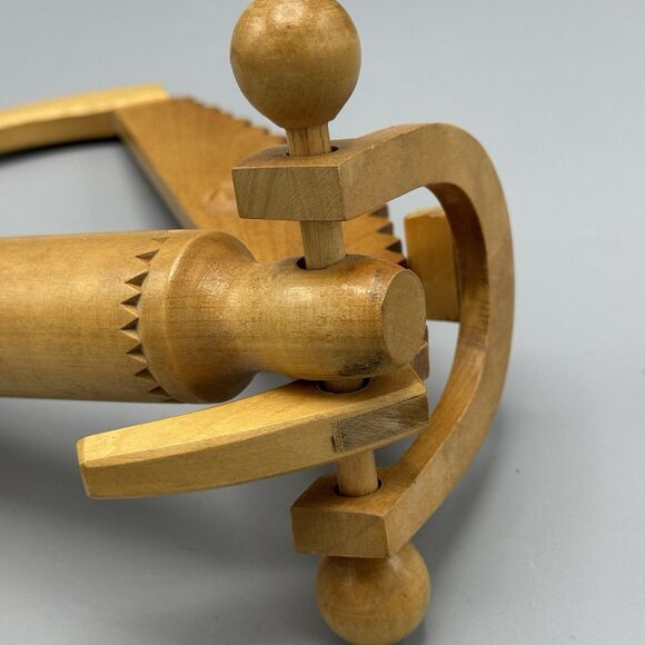 Vtg Finnish Wood Folk Art Wall Hanging Hand Saw Rolling Pin Travel Souvenir 11" - Picture 5 of 9